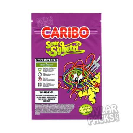 Caribo Sour S'ghetti 600mg Empty Mylar Bag Gummy Edibles Packaging