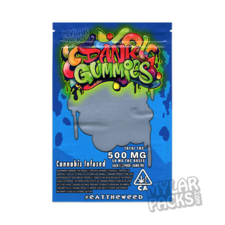 Dank Gummies Blue 500mg Empty Mylar Bag Gummy Edibles Packaging
