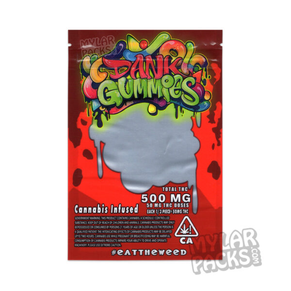 Dank Gummies Red 500mg Empty Mylar Bag Gummy Edibles Packaging