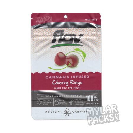 Flav Cherry Rings 100mg Gummies Empty Mylar Bag Edibles Packaging