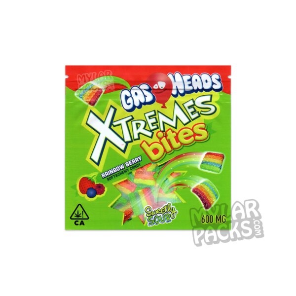 Gasheads Xtremes Rainbow Bites 600mg Empty Mylar Bag Edibles Packaging