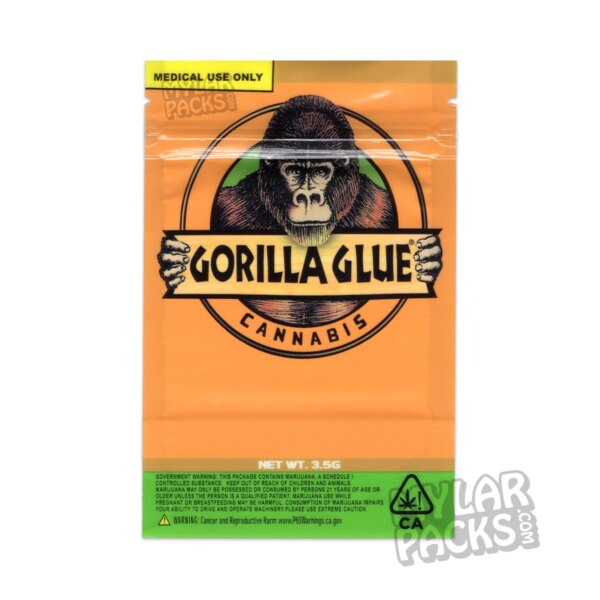 Gorilla Glue GG4 3.5g Empty Mylar Bag Flower Dry Herb Packaging