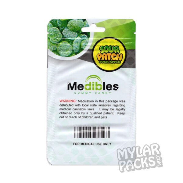 Medibles Sour Patch Apple 300mg Gummy Empty Mylar Bag Edibles Packaging