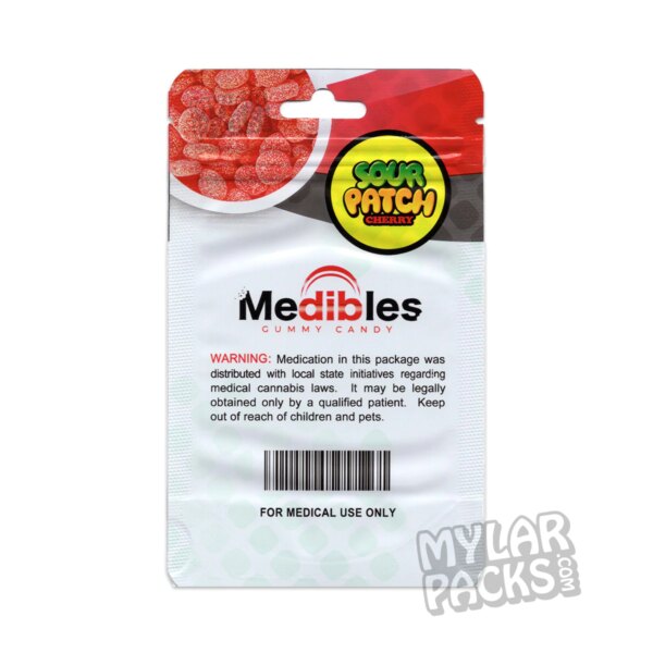 Medibles Sour Patch Cherry 300mg Gummy Empty Mylar Bag Edibles Packaging