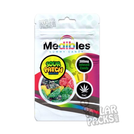 Medibles Sour Patch Fruits 300mg Gummy Empty Mylar Bag Edibles Packaging