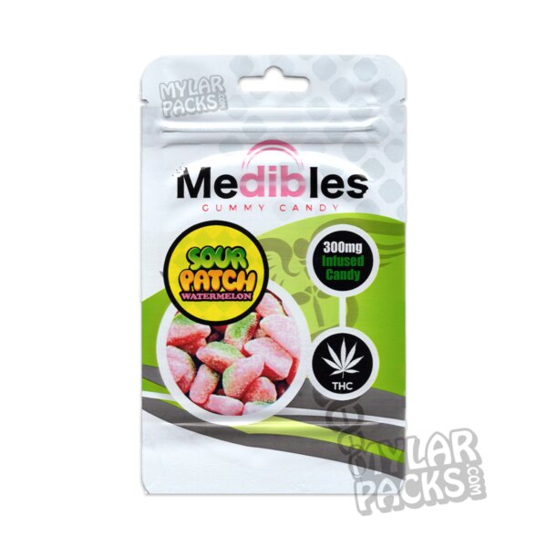 Medibles Sour Patch Watermelon 300mg Gummy Empty Mylar Bag Edibles Packaging