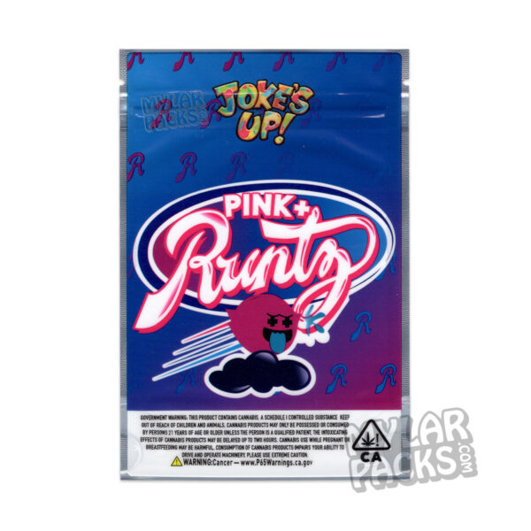 Pink+ Runtz by Joke's Up 3.5g Empty Smell Proof Mylar Bag Flower Dry Herb Packaging