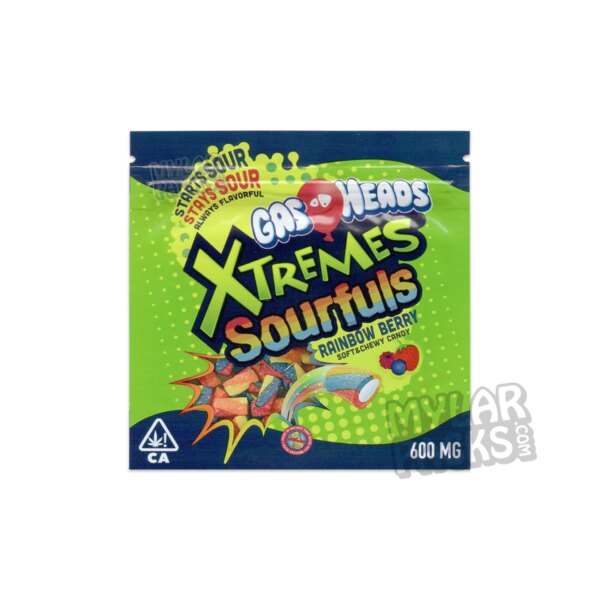 Gasheads Xtremes Sourfuls Rainbow Berry 600mg Empty Mylar Bag Edibles Packaging