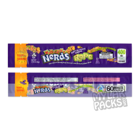 Nerds Rope Grape 400mg Empty Mylar Bag Gummy Edibles Packaging