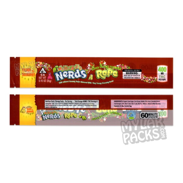 Nerds Rope Super Potent Red 400mg Empty Mylar Bag Edibles Packaging