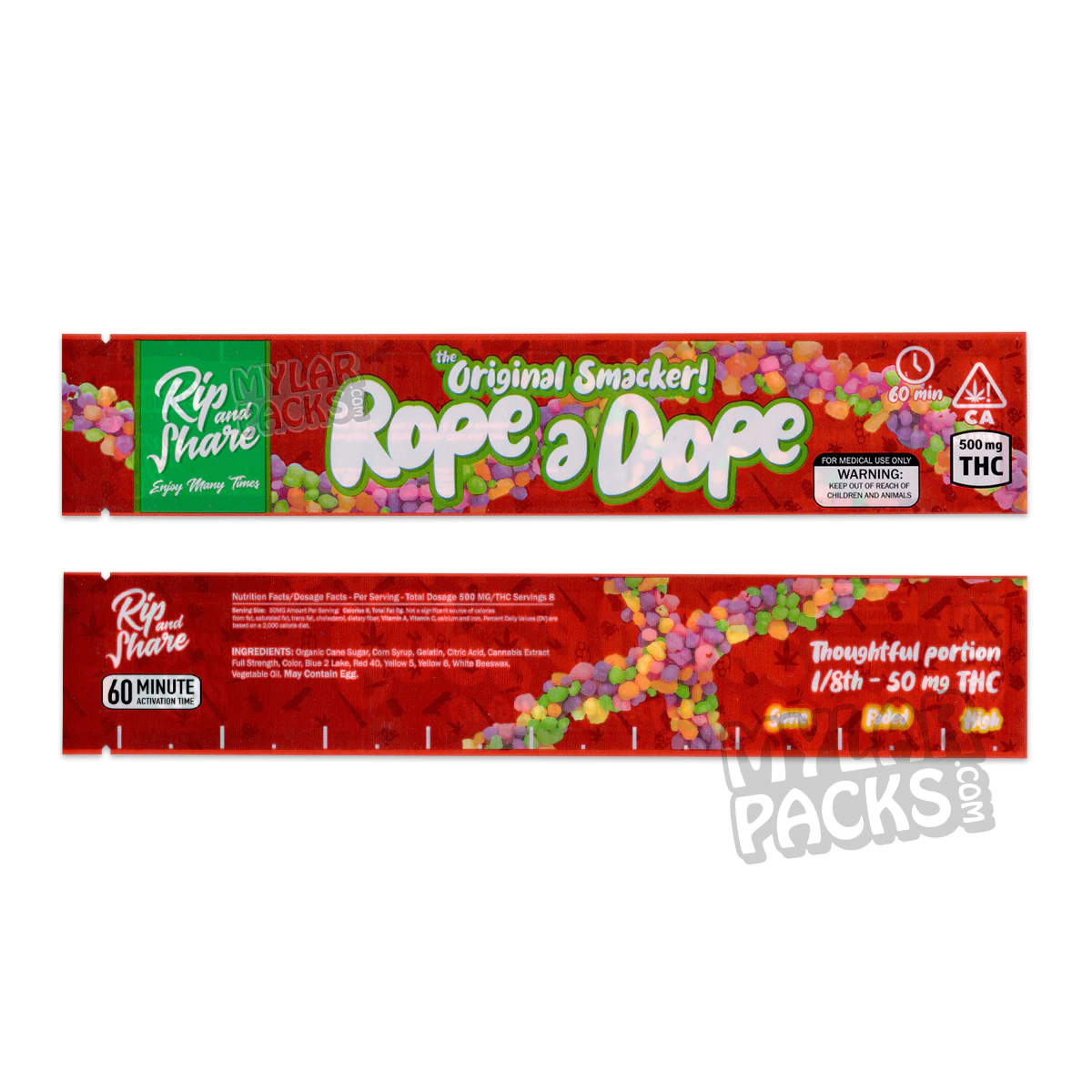 Rope a Dope Red 500mg Empty Mylar Bag Candy Licorice Edibles Packaging