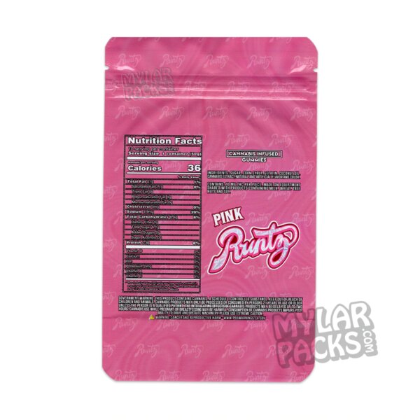 Runtz Gummies Pink Watermelon 500mg Empty Mylar Bag Gummy Edibles Packaging