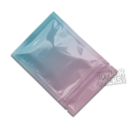 Sunset Fade Pink/Blue Blank 3.5g Empty Mylar Bag Flower Dry Herb Candy Edibles Packaging