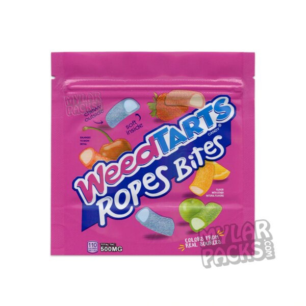 Weedtarts Ropes Bites 500mg Empty Smell Proof Mylar Bag Edibles Packaging