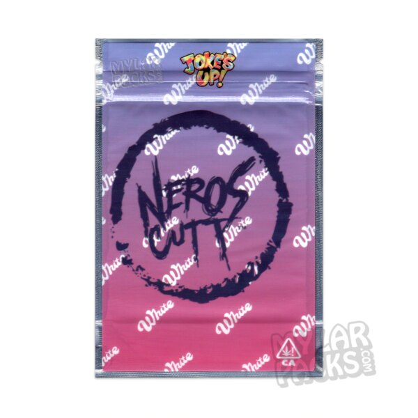 Neros Cutt White Runtz by Joke's Up 3.5g Empty Smell Proof Mylar Bag Flower Dry Herb Packaging