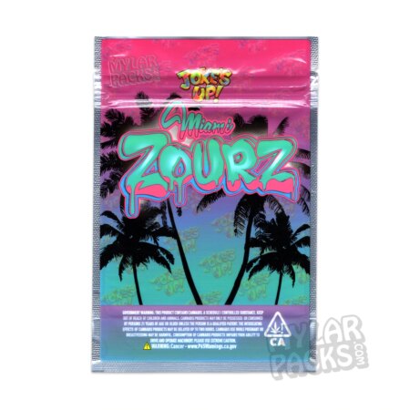 Miami Zourz by Joke's Up 3.5g Empty Smell Proof Mylar Bag Flower Dry Herb Packaging