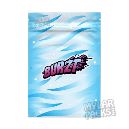 Burzt Blue / White 3.5g Empty Mylar Bag Flower Dry Herb Packaging