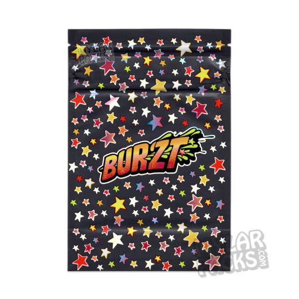 Burzt Limited (Black / Stars) 3.5g Empty Mylar Bag Flower Dry Herb Packaging