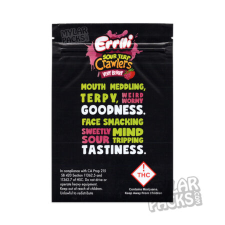 Errlli Sour Terp Berry Crawlers 600mg Empty Mylar Bag Edibles Packaging (No Window)