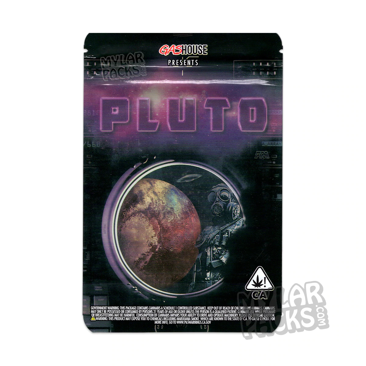 Gas House Pluto 3.5g Empty Mylar Bag Flower Dry Herb Packaging