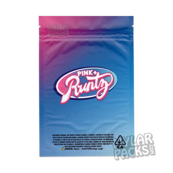 Pink+ Runtz Iridescent Matte 3.5g Empty Mylar Bag Flower Dry Herb Packaging