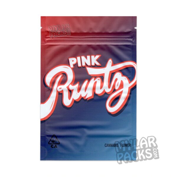 Pink Runtz Iridescent Matte 3.5g Empty Mylar Bag Flower Dry Herb Packaging