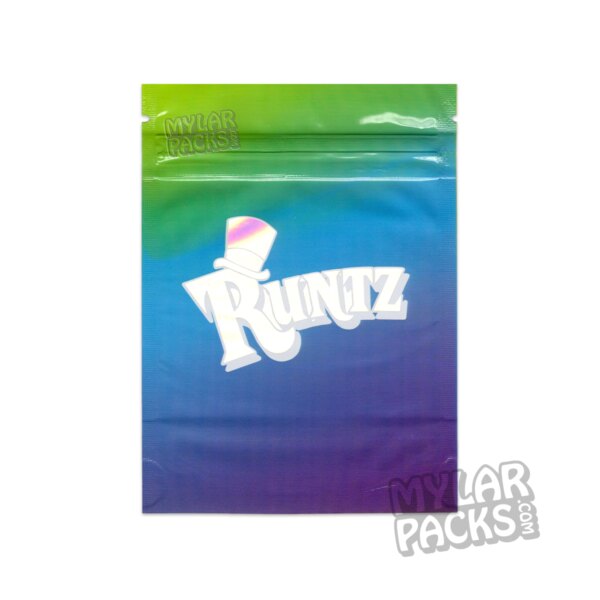Runtz Glossy Small Iridescent Foil 3.5g Empty Mylar Bag Flower Dry Herb Packaging