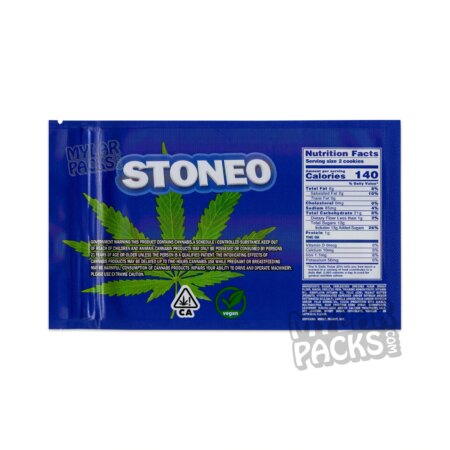 Stoneo Chocolate Creme 500mg Cookies by Dabisco Empty Edibles Mylar Bag Sandwich Cookie Packaging