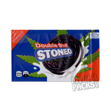 Stoneo Double Stuf 500mg Cookies by Dabisco Empty Edibles Mylar Bag Sandwich Cookie Packaging