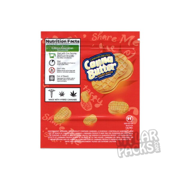 Canna Butter Original Infused Peanut Butter Cookie Empty Edibles Mylar Bag Sandwich Cookie Packaging