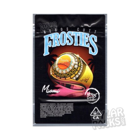 Frosties Miami by Neros Cutt 3.5g Empty Smell Proof Mylar Bag Flower Dry Herb Packaging