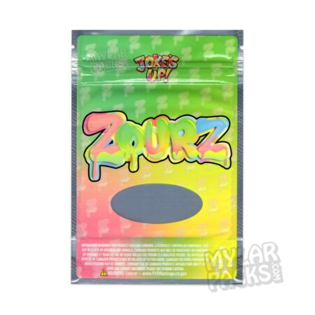 Zourz by Joke's Up 3.5g Empty Smell Proof Mylar Bag Flower Dry Herb Packaging