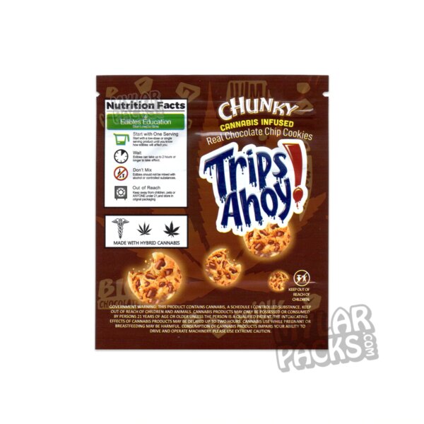 Trips Ahoy Infused Chunky Chocolate Chip Cookie Empty Edibles Mylar Bag Packaging