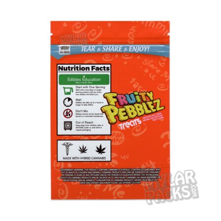 Fruity Pebblez Treats 500mg Empty Edibles Mylar Bags Cereal Snack Packaging