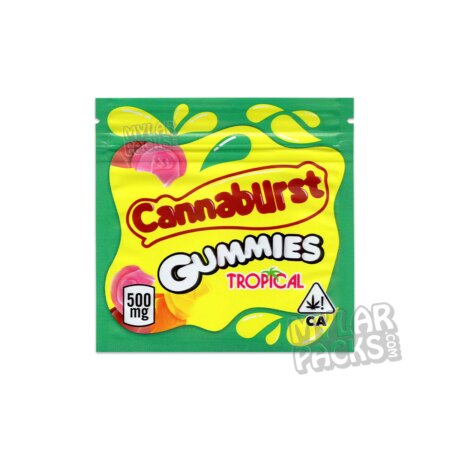 Cannaburst Tropical Gummies 500mg Empty Mylar Bag Gummy Edibles Packaging