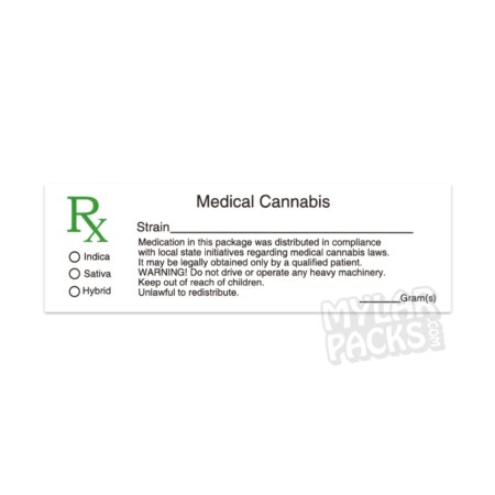 Generic RX Medical Cannabis Sticker Label (3.5" x 1")