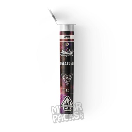 AlienLabs Gelato 41 Single Preroll Empty Clear Hard Plastic Tube for Flower Dry Herb Packaging
