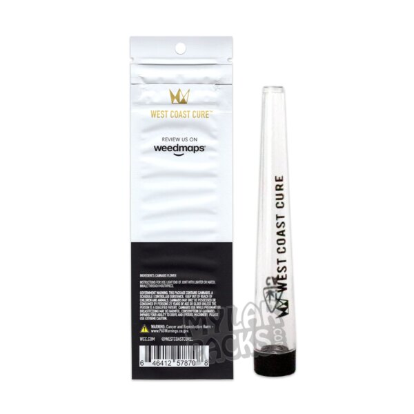 West Coast Cure Wookies Single Preroll Empty White Mylar Bag with Hard Plastic Tube Herb Packaging