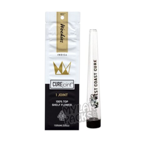 West Coast Cure Wookies Single Preroll Empty White Mylar Bag with Hard Plastic Tube Herb Packaging