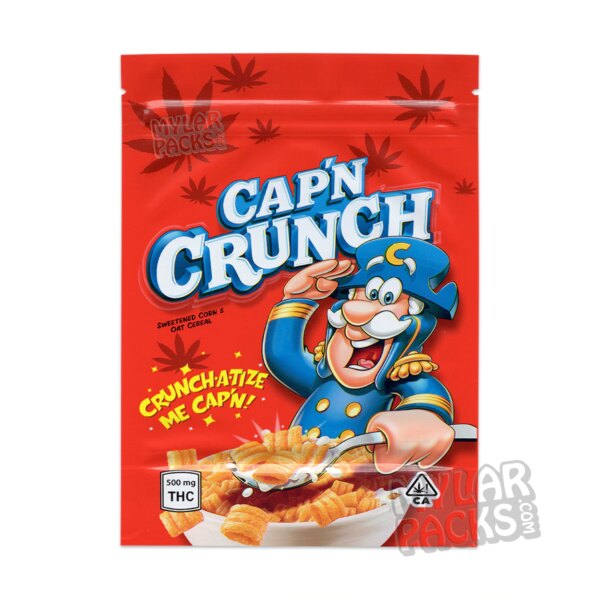 Cap'n Crunch Cereal 500mg Empty Cereal Snack Edibles Treats Mylar Bags Packaging