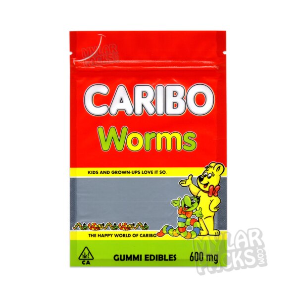 Caribo Worms 600mg Empty Mylar Bag Gummy Edibles Candy Packaging
