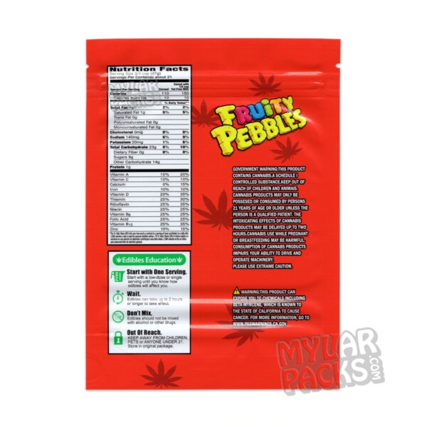 Fruity Pebbles Cereal 500mg Empty Cereal Snack Edibles Treats Mylar Bags Packaging