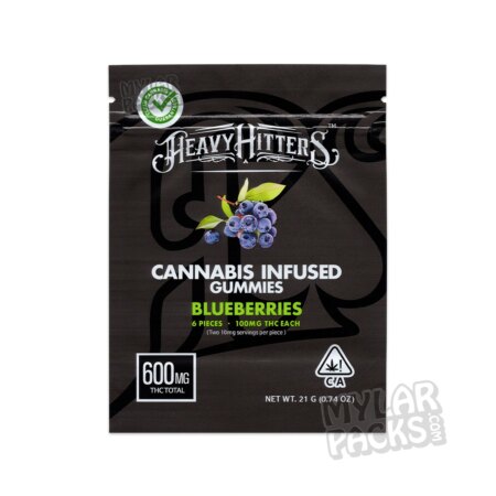 Heavy Hitters Blueberries 600mg Empty Mylar Bag Infused Gummies Edibles Packaging