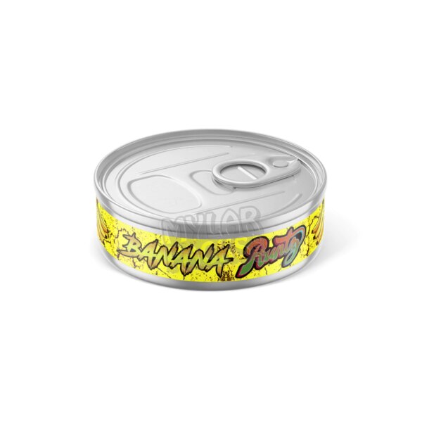 Banana Runtz 3.5g Pressitin Self-Seal Tuna Tin Cans with Labels Dry Herb Flower Packaging