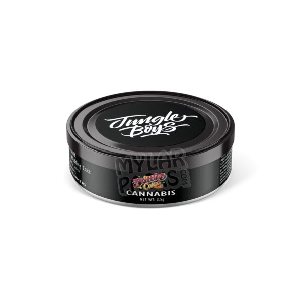Zkittlez Cake by Jungle Boys 3.5g Pressitin Self-Seal Tuna Tin Cans with Labels Dry Herb Flower Packaging