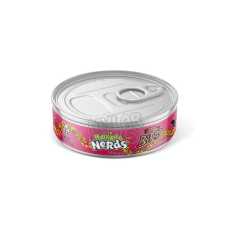 Nerds Medicated Bites Strawberry 100ml Pressitin Self-Seal Tuna Tin Cans with Labels Edibles Packaging