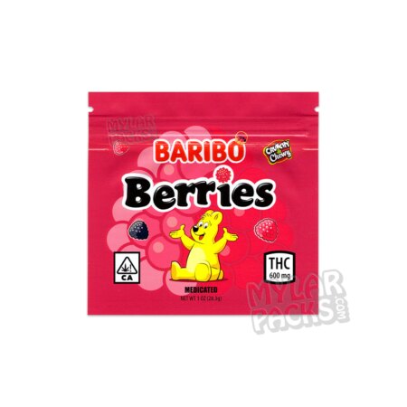 Baribo Medicated Berries 600mg Empty Mylar Bags Gummy Edibles Candy Packaging
