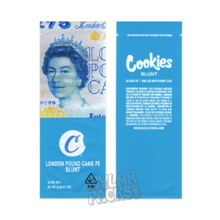 London Pound Cake by Cookies Empty Single Preroll Blunt Packaging Pop Tube Glass Tip and Stickers for Dry Herb