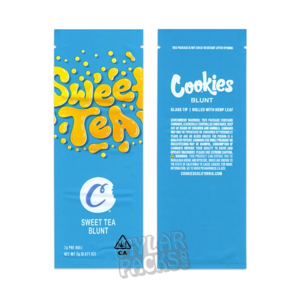 Sweet Tea by Cookies Empty Single Preroll Blunt Packaging Pop Tube Glass Tip and Stickers for Dry Herb