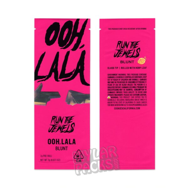 Ooh Lala RTG by Lemonnade Empty Single Preroll Blunt Packaging Pop Tube Glass Tip and Stickers for Dry Herb